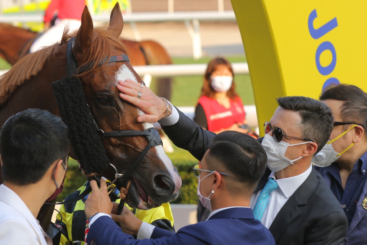 Douglas Whyte gives Stronger a pat after his victory at Sha Tin last month. Photos: Kenneth Chan
