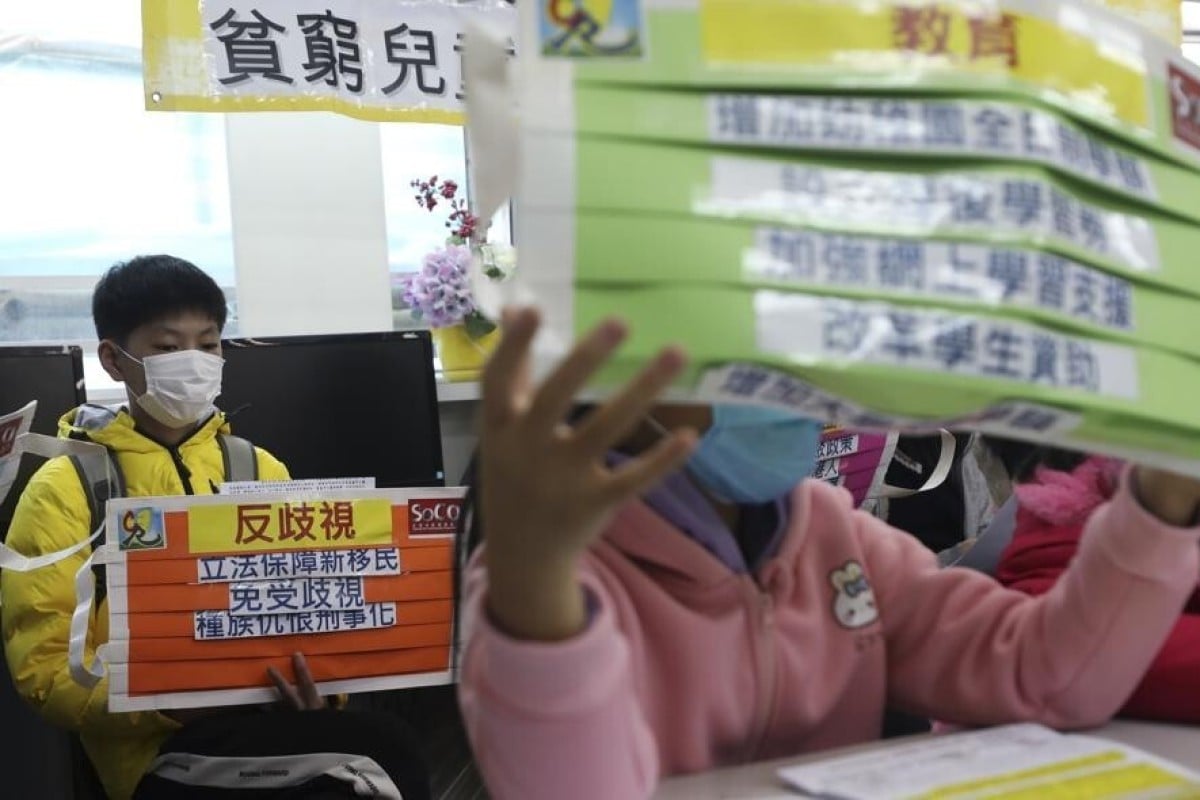 Children’s Rights Association ambassadors meet the press on Friday. Photo: SCMP/ Xiaomei Chen