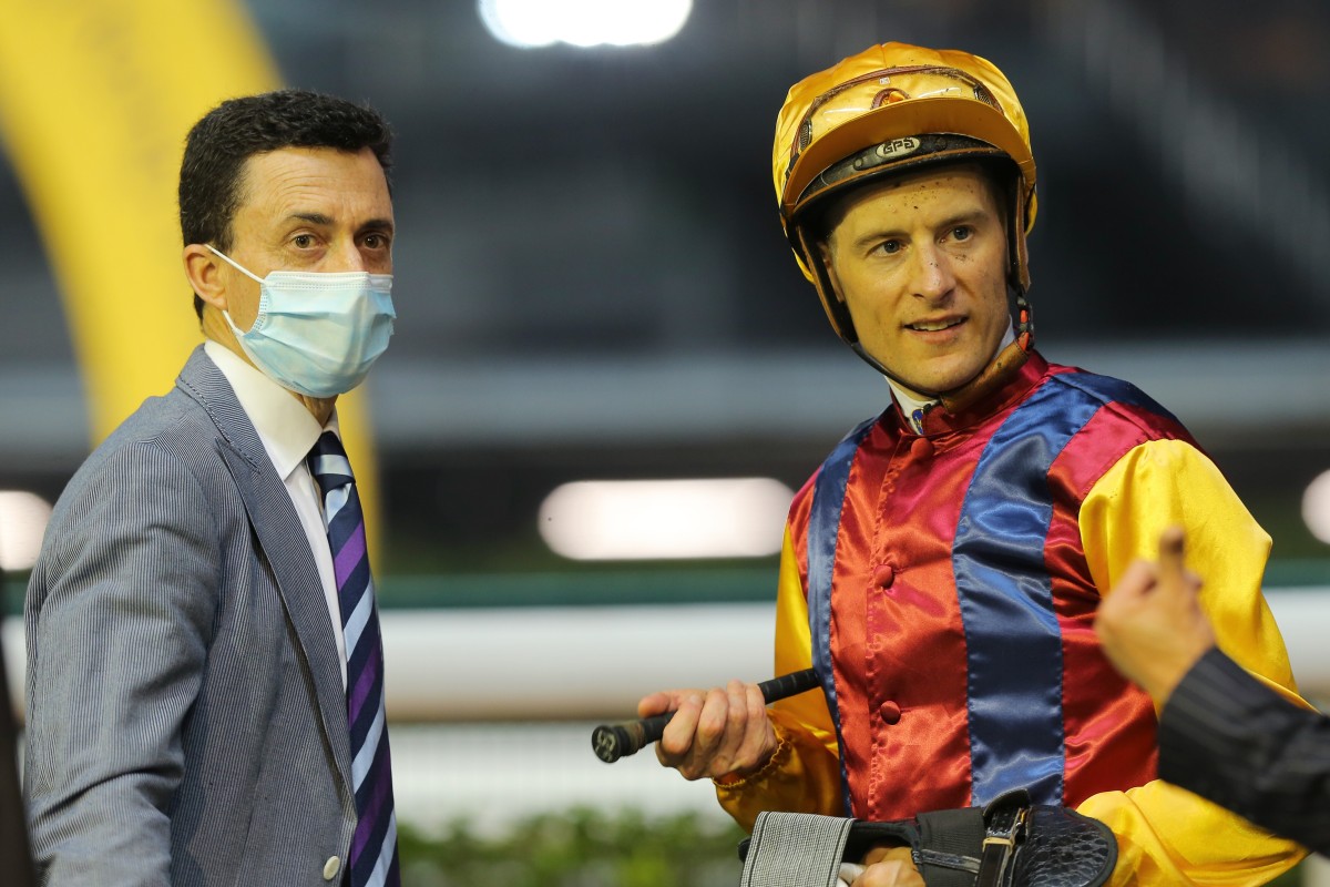 Trainer Douglas Whyte and jockey Blake Shinn after a winner at Happy Valley. Photos: Kenneth Chan