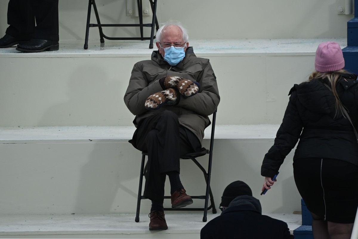 While there were plenty of fashion-forward moments at the US inauguration, Bernie Sanders’ sensible coat and mittens is the look everyone is talking about. Photo: AFP