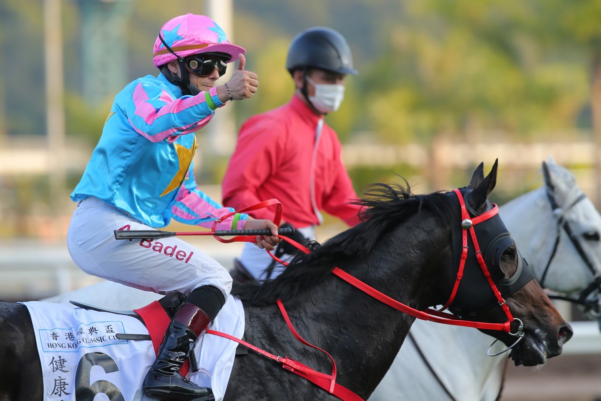 Alexis Badel celebrates after winning the Classic Cup aboard Healthy Happy. Photos: Kenneth Chan