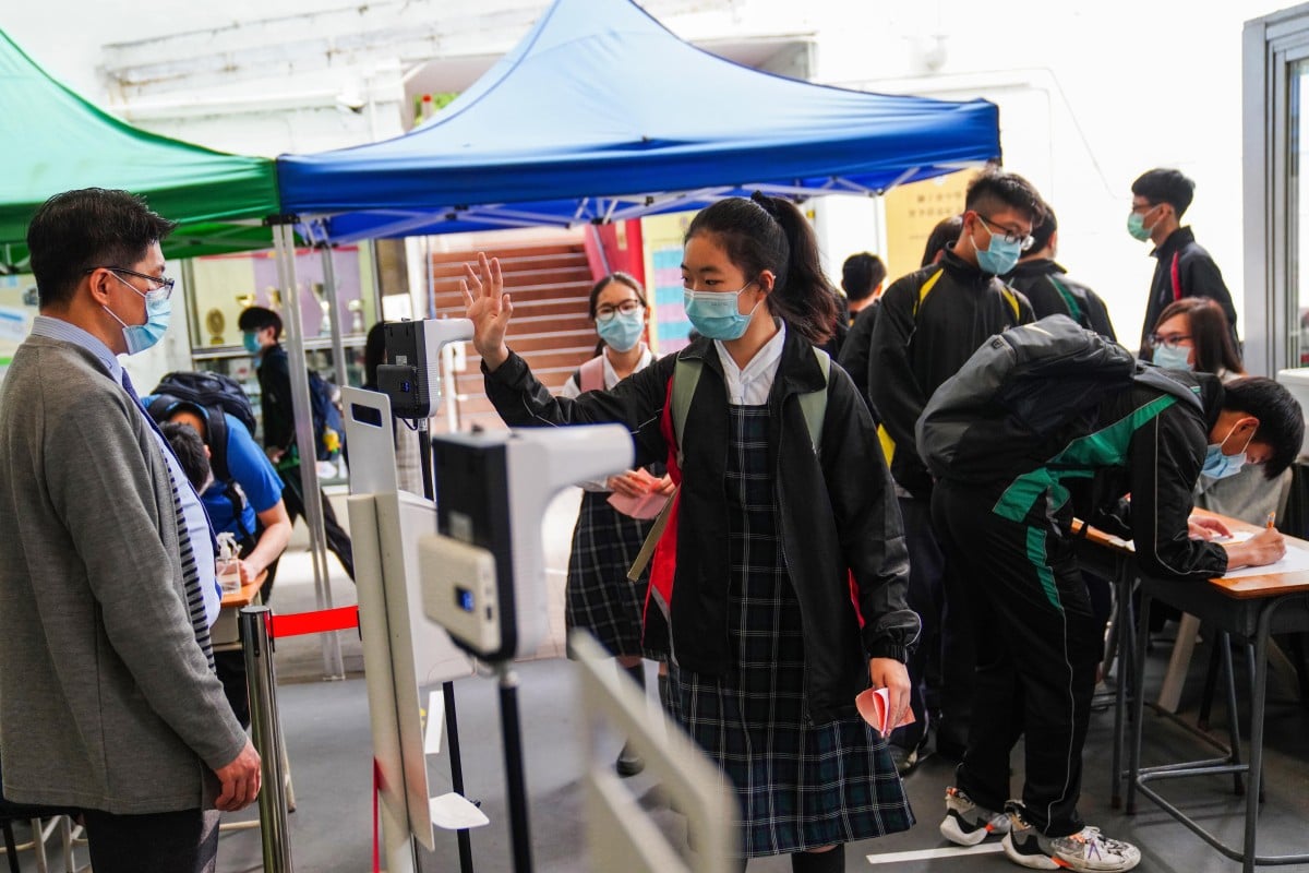 Students return to in-person classes at Lions College. Photo: SCMP / Sam Tsang