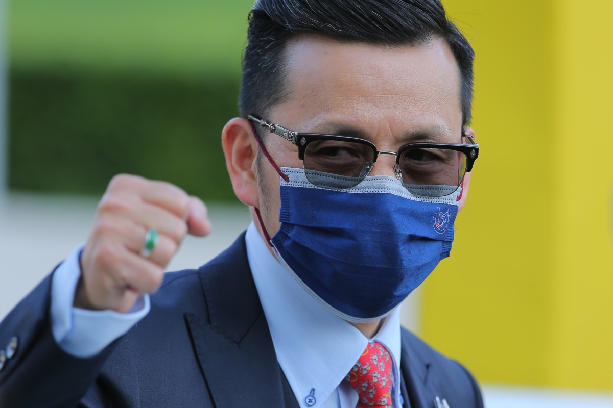 Frankie Lor celebrates Looking Great’s recent win. Photo: Kenneth Chan