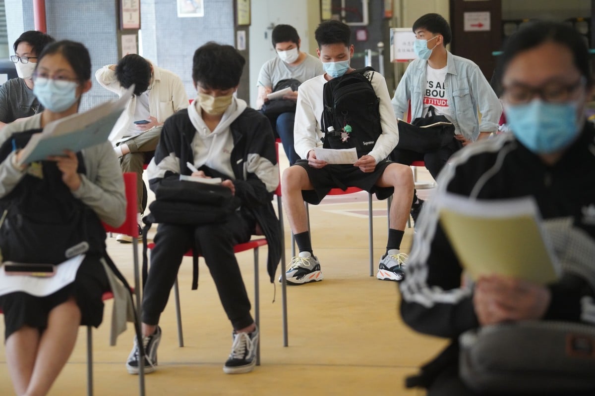 Students are in the middle of this year's HKDSE exams at Lee Kau Yan Memorial School in San Po Kong. Photo: SCMP/Winson Wong