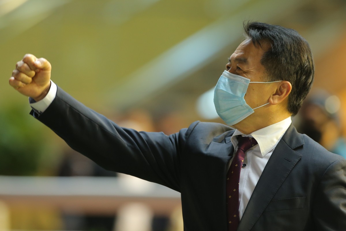 Ricky Yiu celebrates Vigor Champ’s victory at Happy Valley last month. Photos: Kenneth Chan