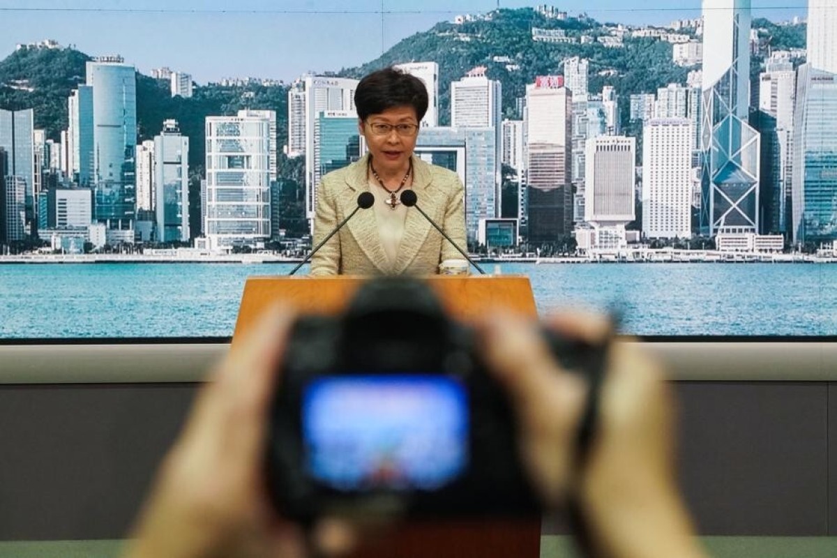 Chief Executive Carrie Lam takes questions ahead of her weekly Executive Council meeting on Tuesday. Photo: SCMP/Felix Wong