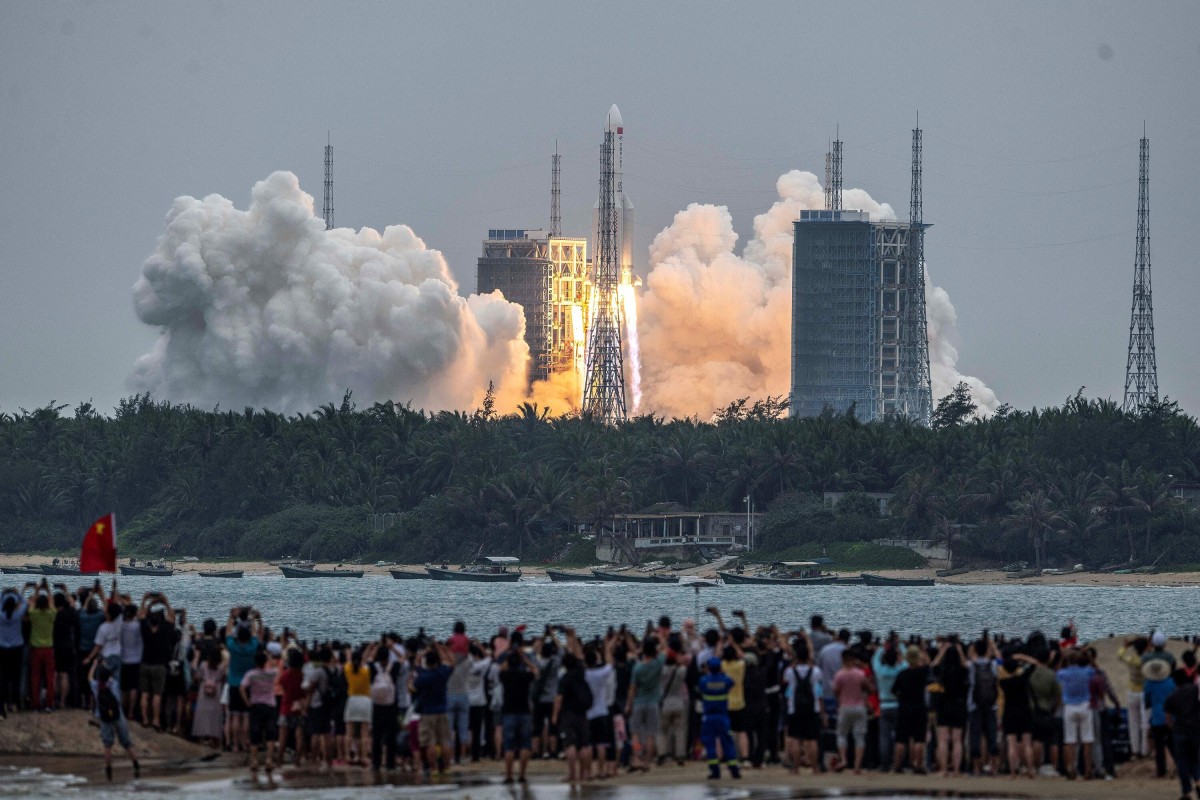 The Long March 5B rocket took off from Hainan on April 29. Photo: TNS