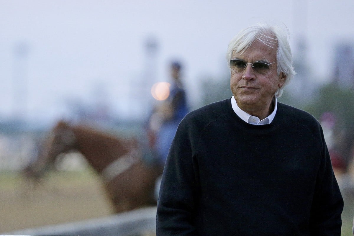 Trainer Bob Baffert watches a work out at Churchill Downs. Photo: AP Photo/Charlie Riedel