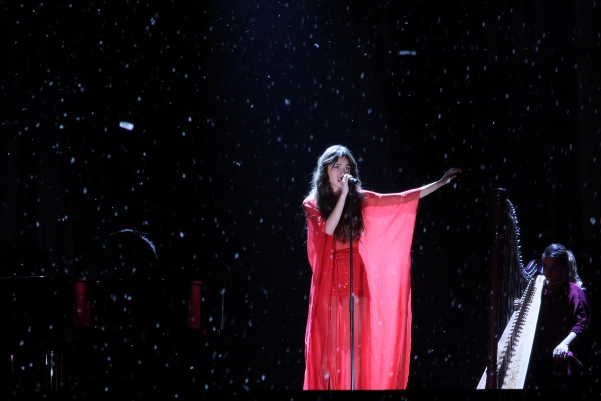 Singer Olivia Rodrigo performs her hit ‘Drivers License’ at the BRIT Awards at the O2 Arena in London on May 11, 2021. Photo: John Marshall/Handout via Reuters