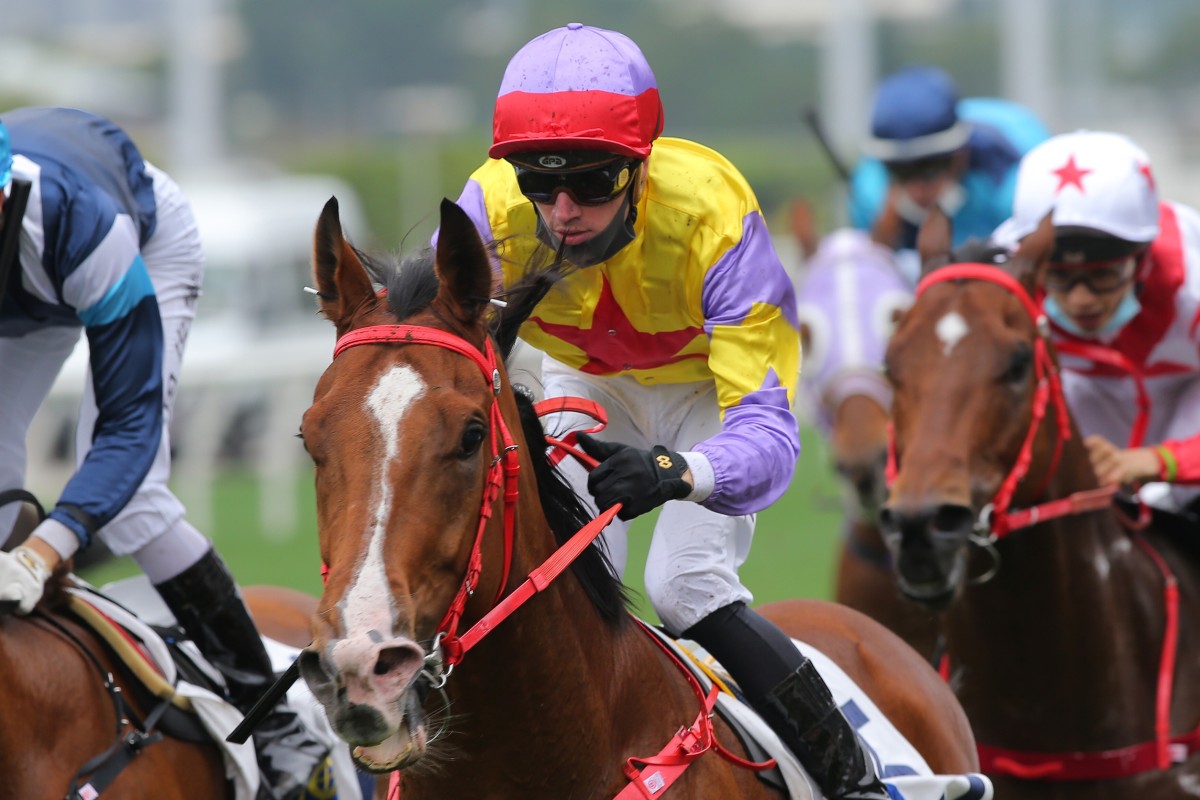 Antoine Hamelin boots Ping Hai Bravo to victory at Sha Tin in March. Photos: Kenneth Chan
