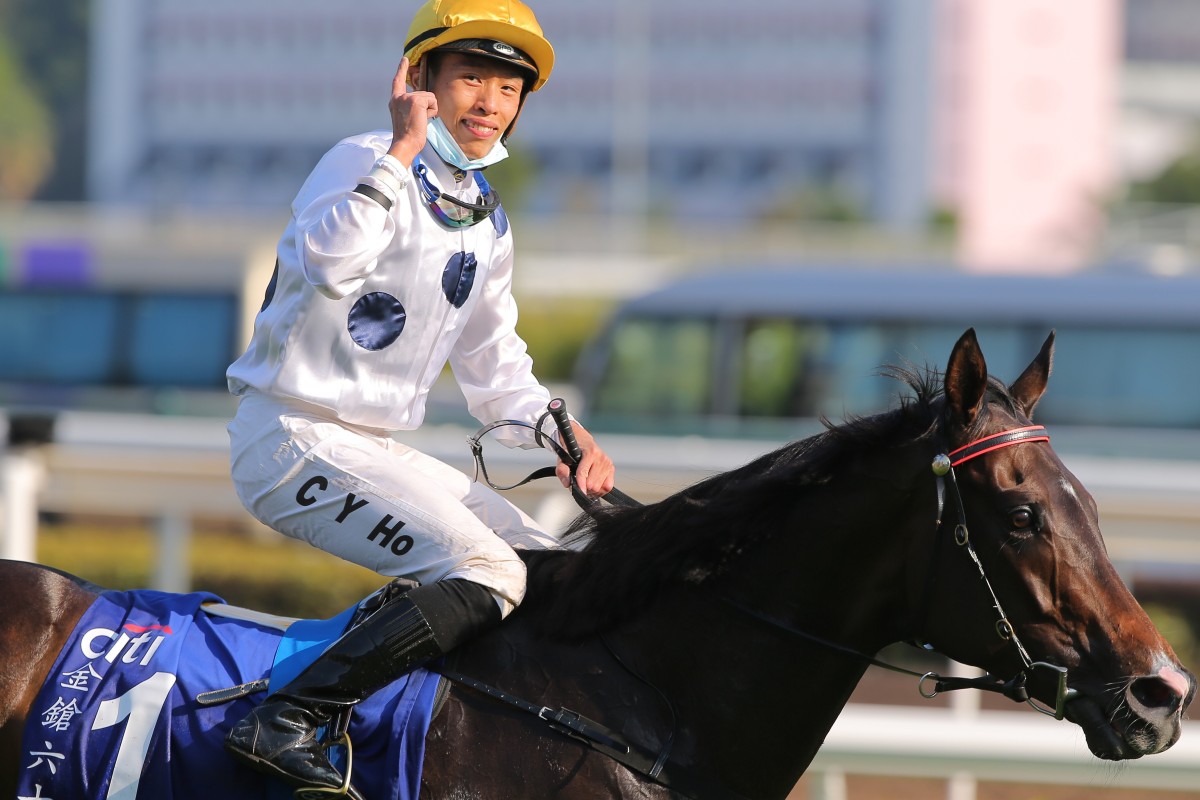 Vincent Ho celebrates Golden Sixty’s Hong Kong Gold Cup win earlier this season. Photos: Kenneth Chan