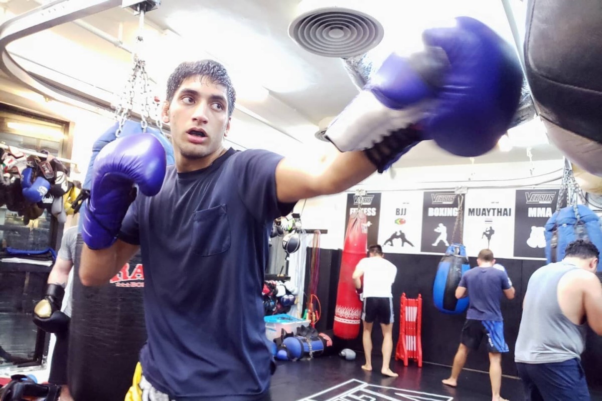 Rehaan Lulla spars with teammates at Versus Performance gym in Sheung Wan. Photo: Versus Performance