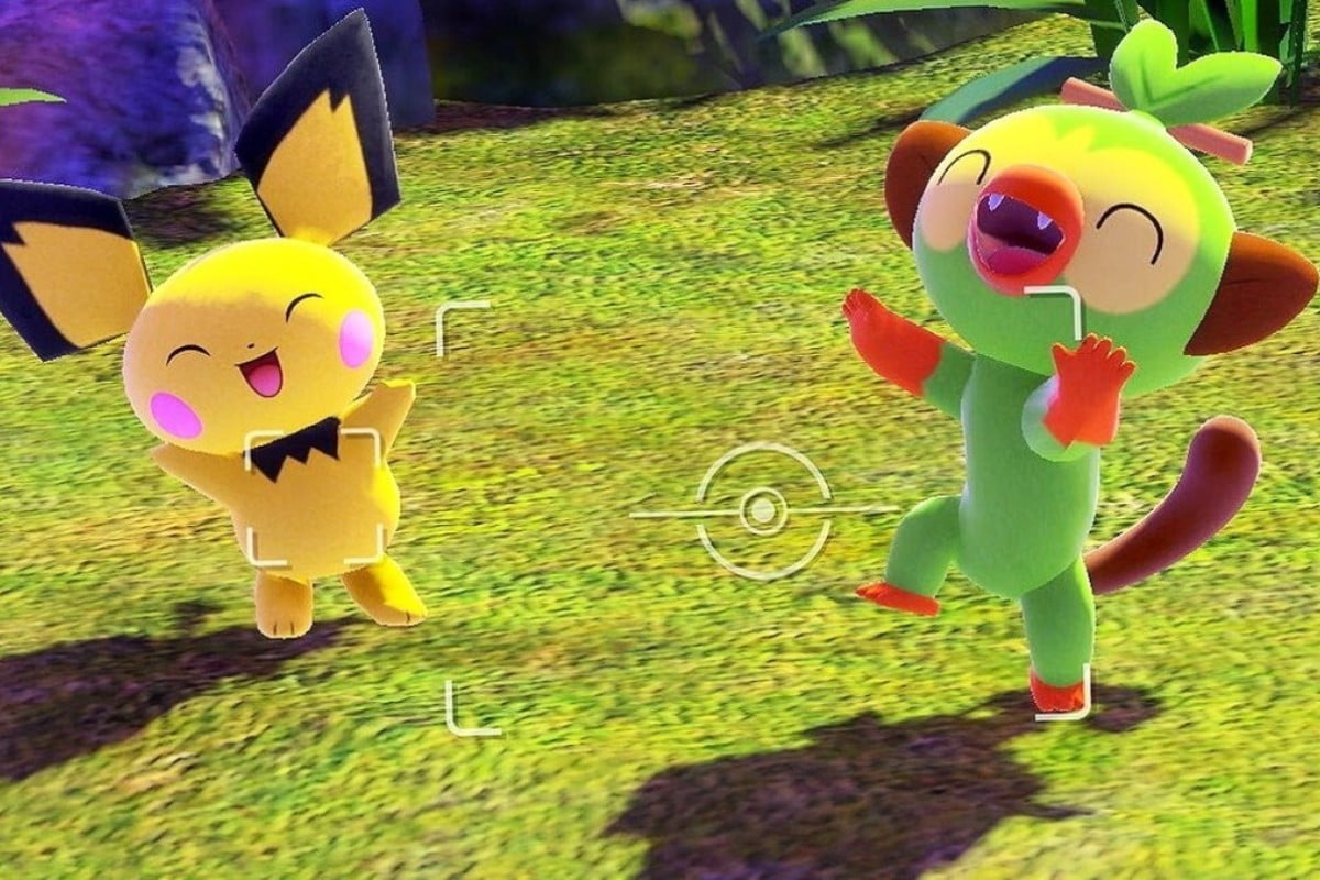Players can take photos of Pokemon in the wild, such as Pichu (left) and Grookey in ‘New Pokemon Snap’. Photo: Bandai Namco Studios