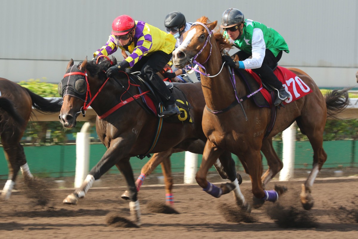 Antoine Hamelin trials Champion’s Way (left) at Sha Tin last week. Photos: Kenneth Chan