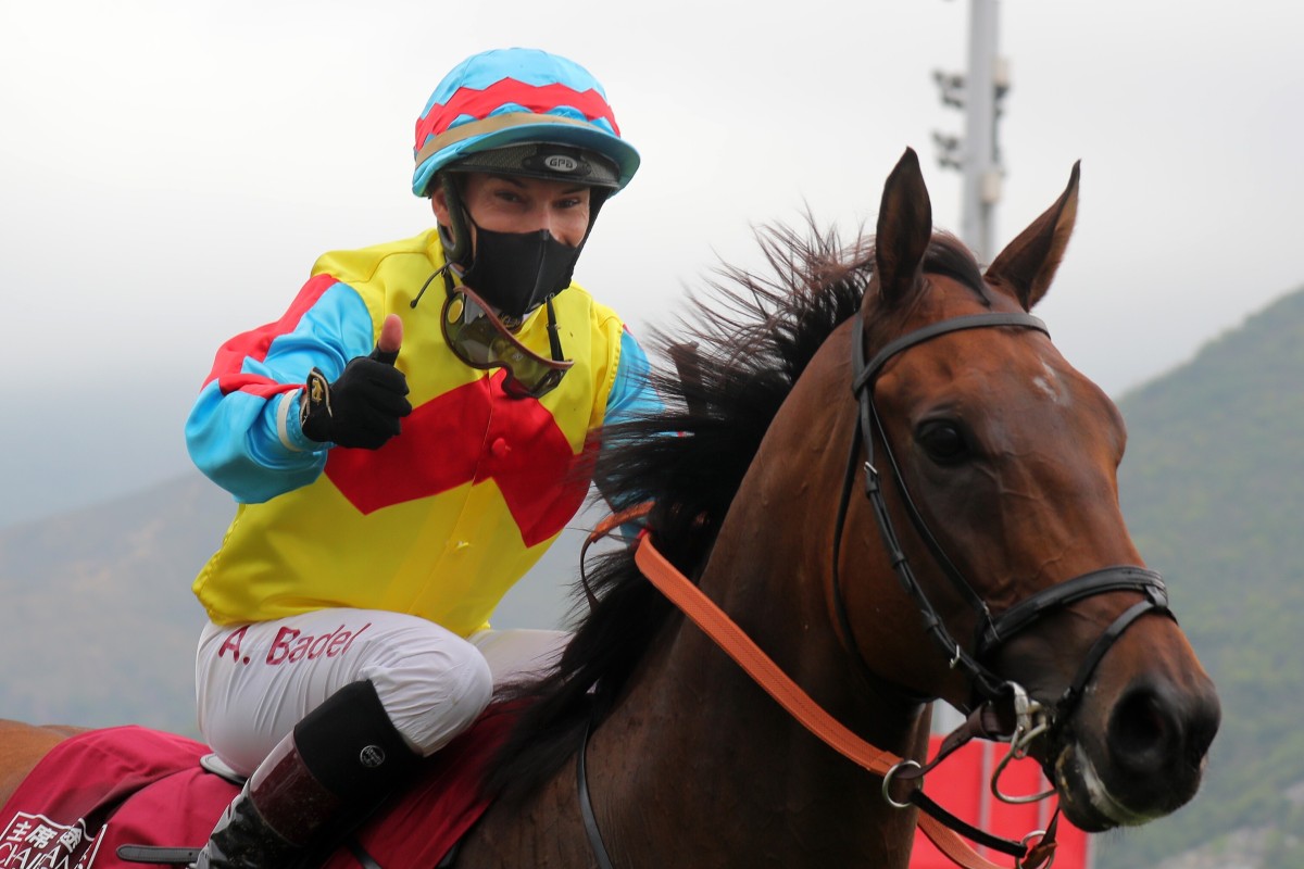 Alexis Badel celebrates after winning his first Group One in Hong Kong. Photos: Kenneth Chan
