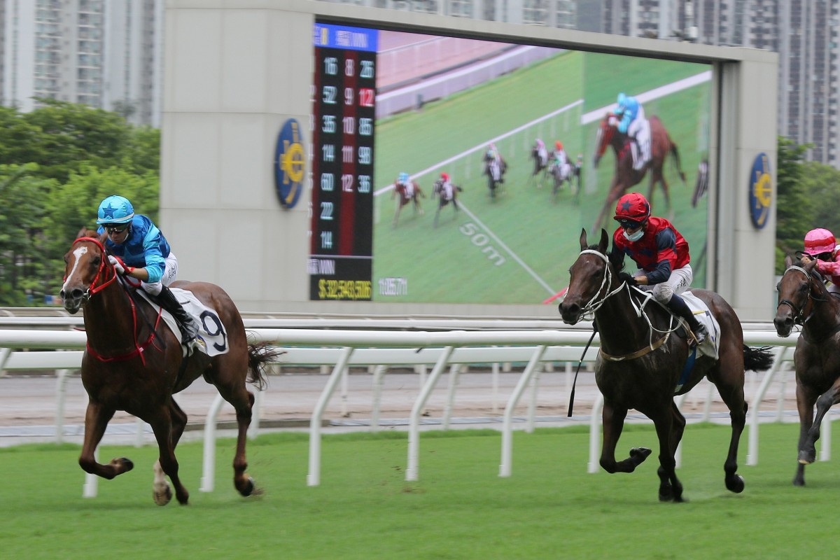 The Golden Scenery (right) finishes second to Master Eight on debut. Photos: Kenneth Chan