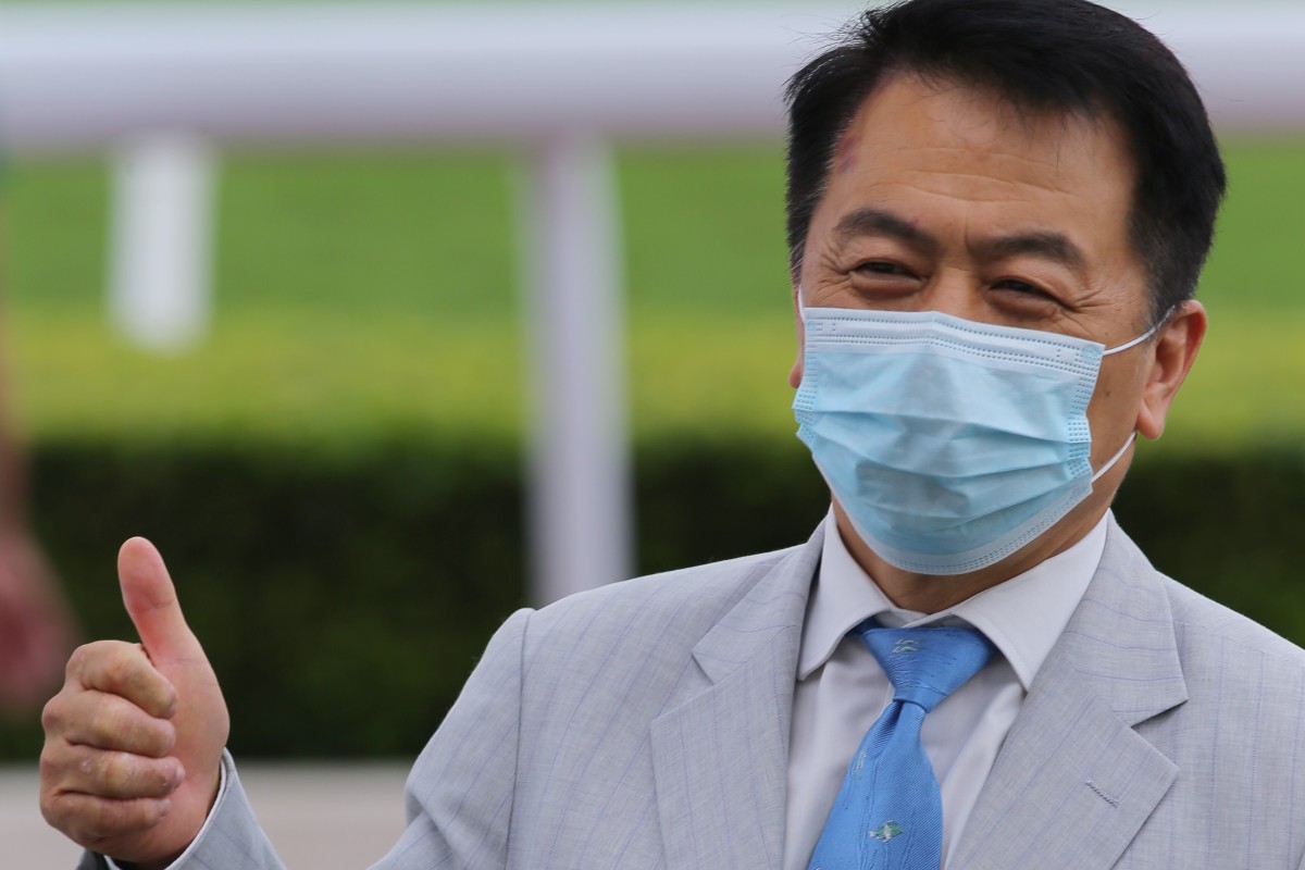 Ricky Yiu is all smiles after Excellent Chariot’s win at Sha Tin on Thursday. Photos: Kenneth Chan