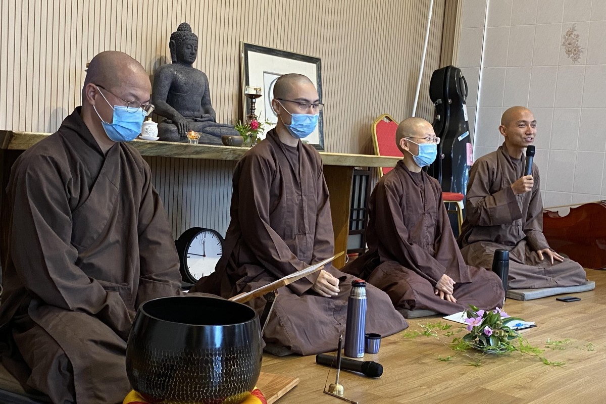 Monks and nuns discussed the principles of love at Plum Village on Lantau Island. Photo: Plum Village
