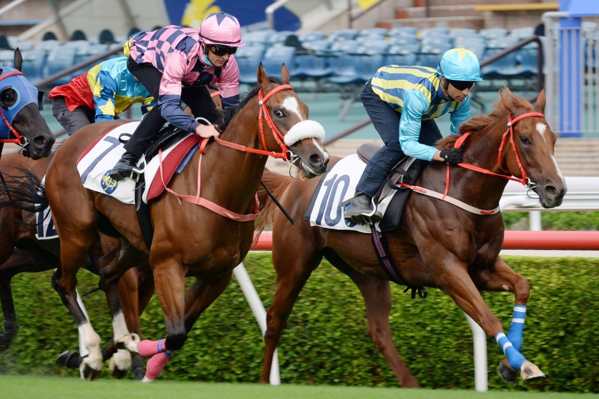 Joao Moreira trials Five Elements (right) at Sha Tin last month. Photos: Kenneth Chan