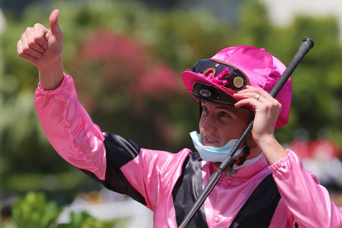 Chad Schofield celebrates a victory aboard Gluck Racer. Photos: Kenneth Chan