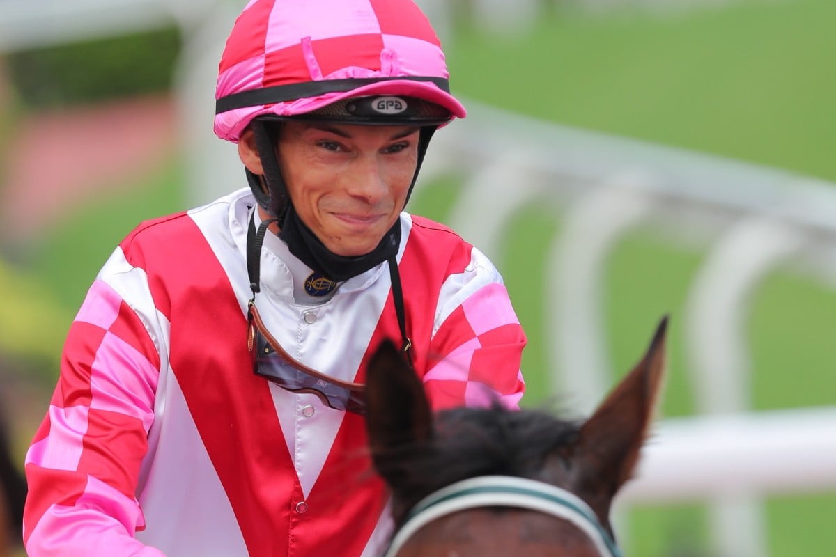 Alexis Badel enjoys a recent Group Three victory aboard Super Wealthy. Photos: Kenneth Chan