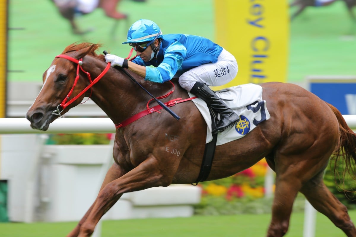 Joao Moreira pilots Master Eight to victory in June. Photos: Kenneth Chan