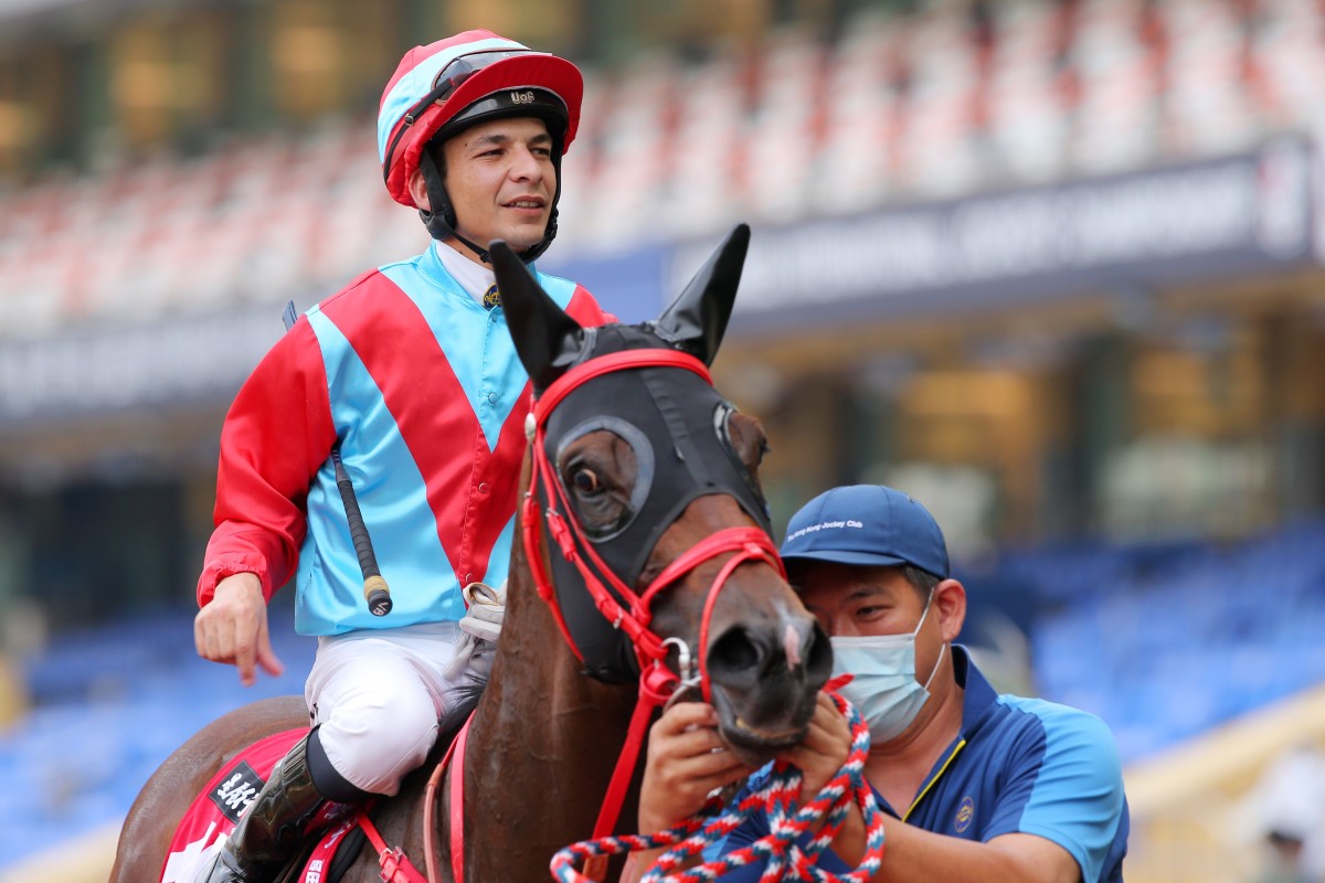 Vagner Borges enjoys his victory aboard We The South at Happy Valley a year ago. Photos: Kenneth Chan