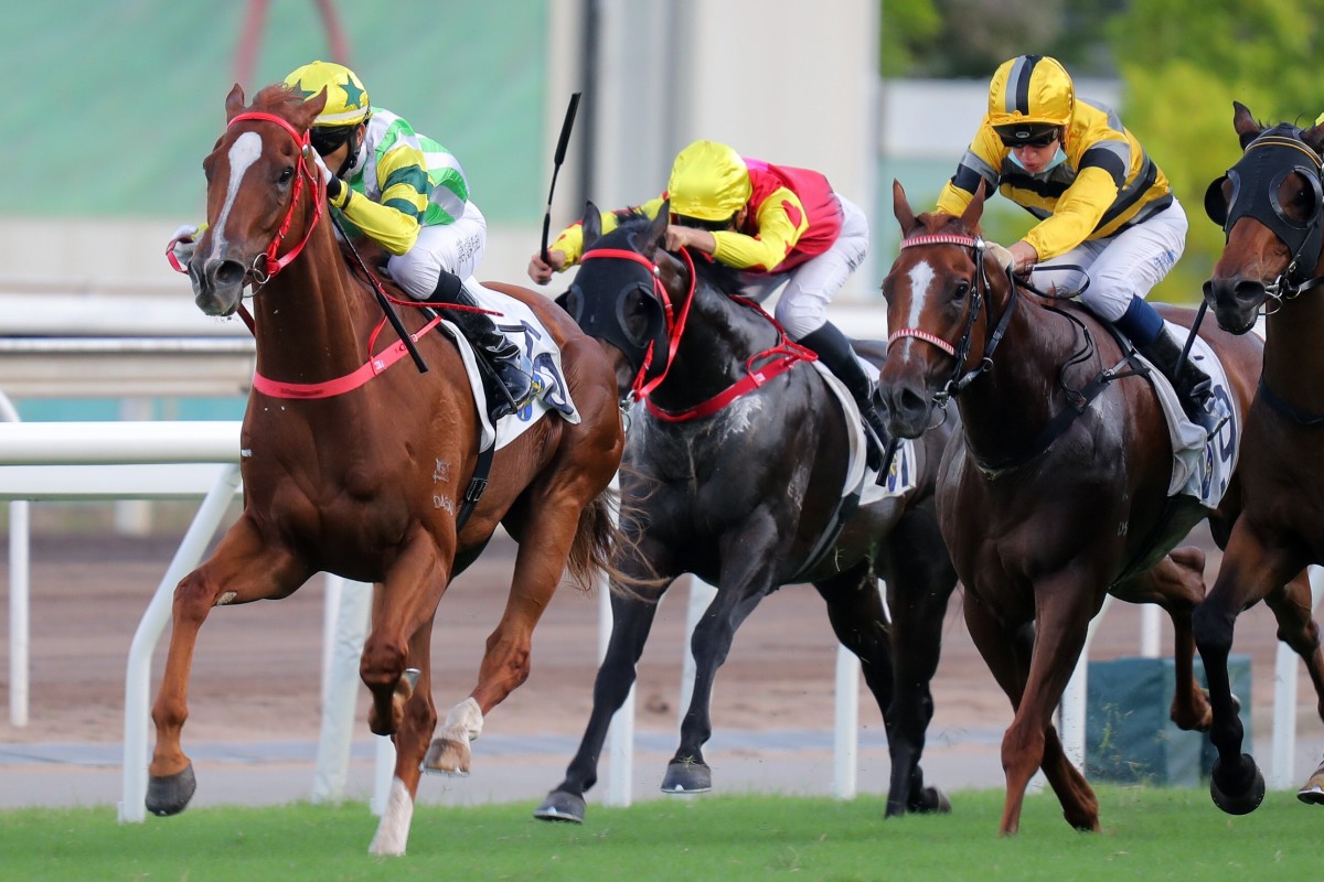 Joao Moreira guides Blaze Warrior to victory in July. Photo: Kenneth Chan