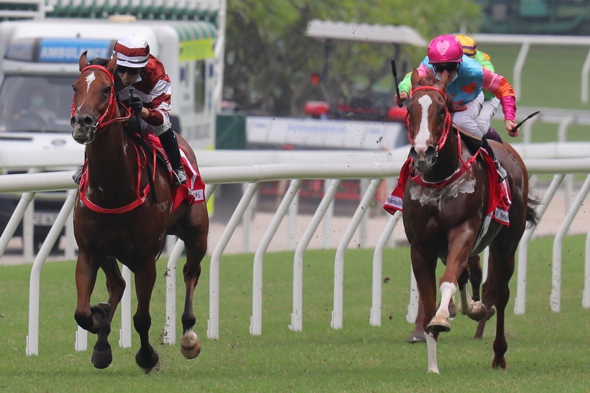 Vagner Borges lifts Sight Success to victory at Happy Valley last start. Photos: Kenneth Chan