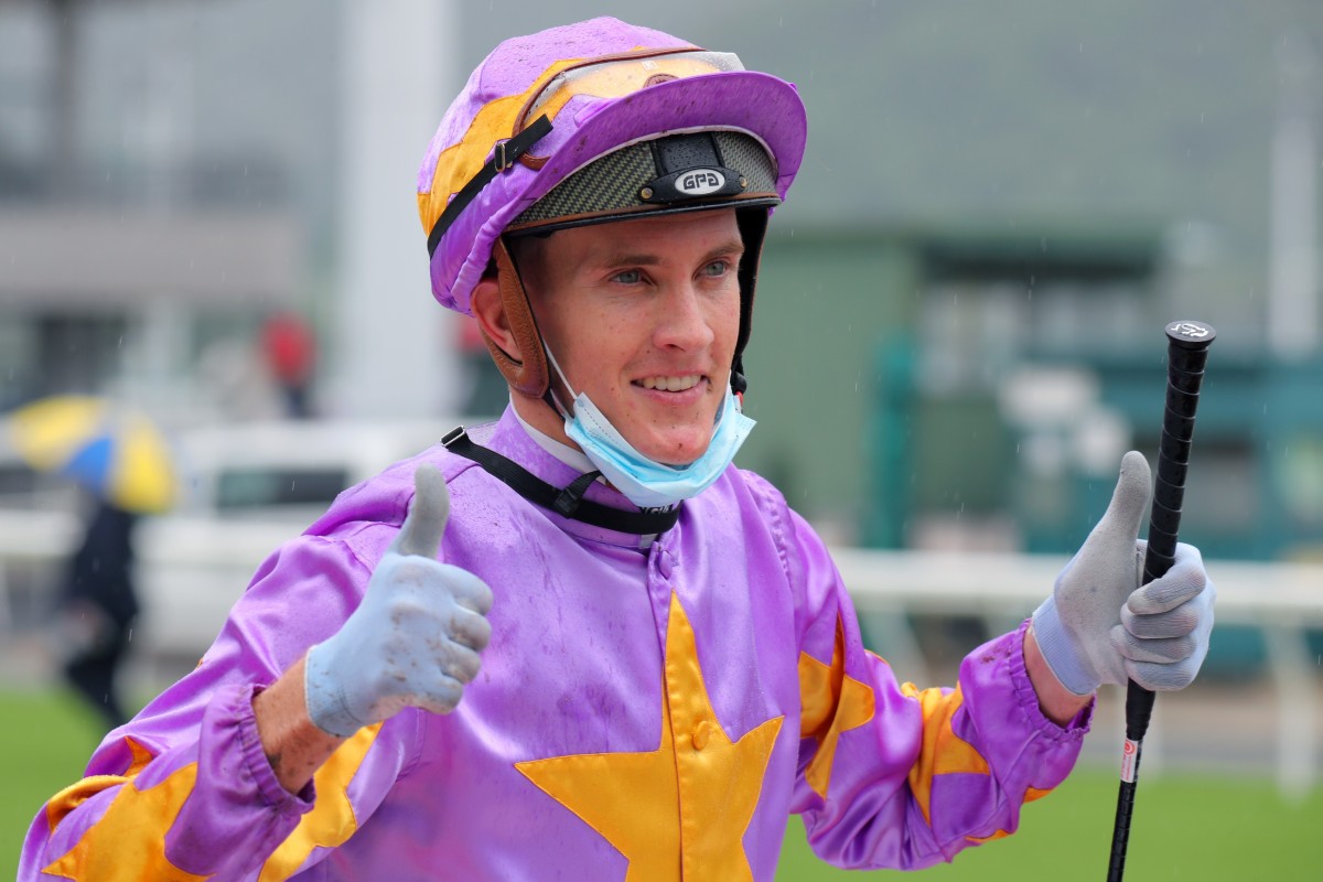 Chad Schofield celebrates a winner at Sha Tin. Photos: Kenneth Chan