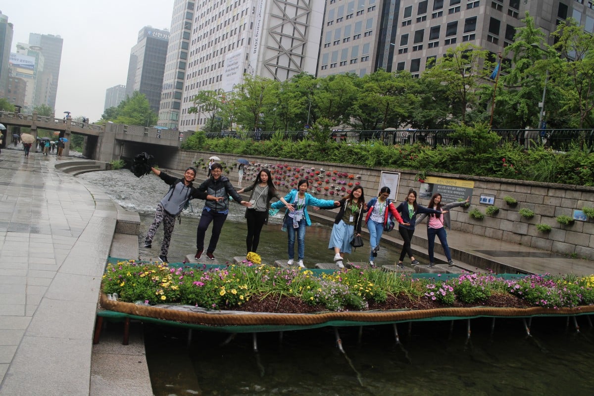 Field study on urban stream restoration at Cheonggyecheon, Seoul.