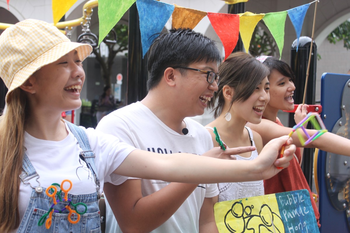 (From left) Astor Wong, Forrest Cheung, Alyse Hung Yu, and Cindy Wong believe that happiness should come from within.