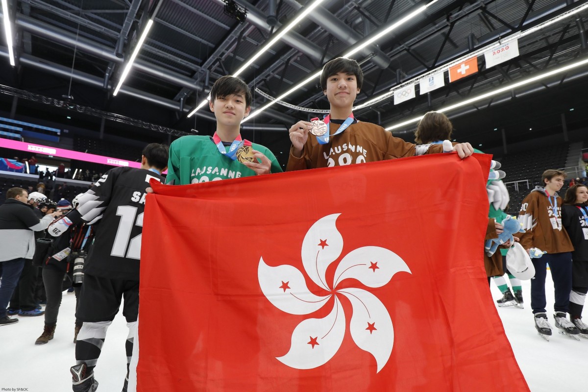 Yam Yau (left) and Elvis Hsu (right) made history for Hong Kong by clinching a gold and a bronze medal in the Men's Mixed NOC 3-on-3 event at the Winter Youth Olympics.