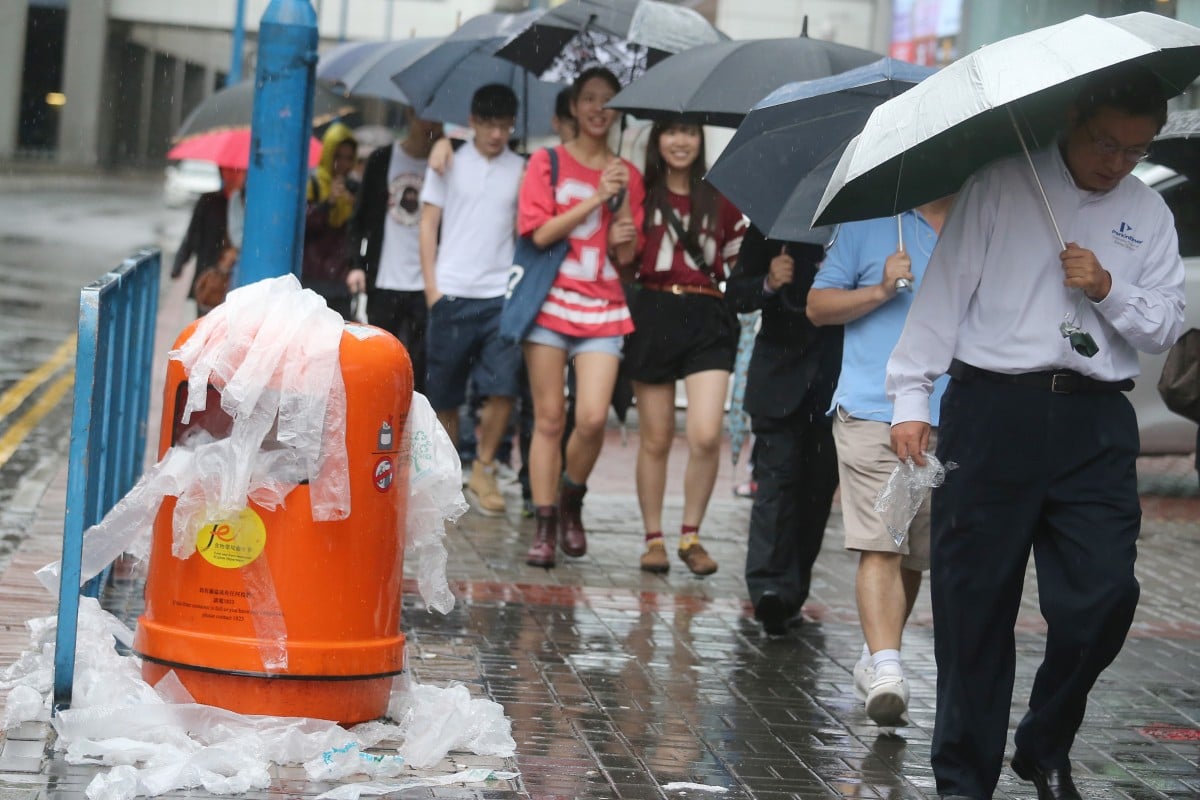 14 million disposable plastic umbrella covers used during Hong Kong’s ...