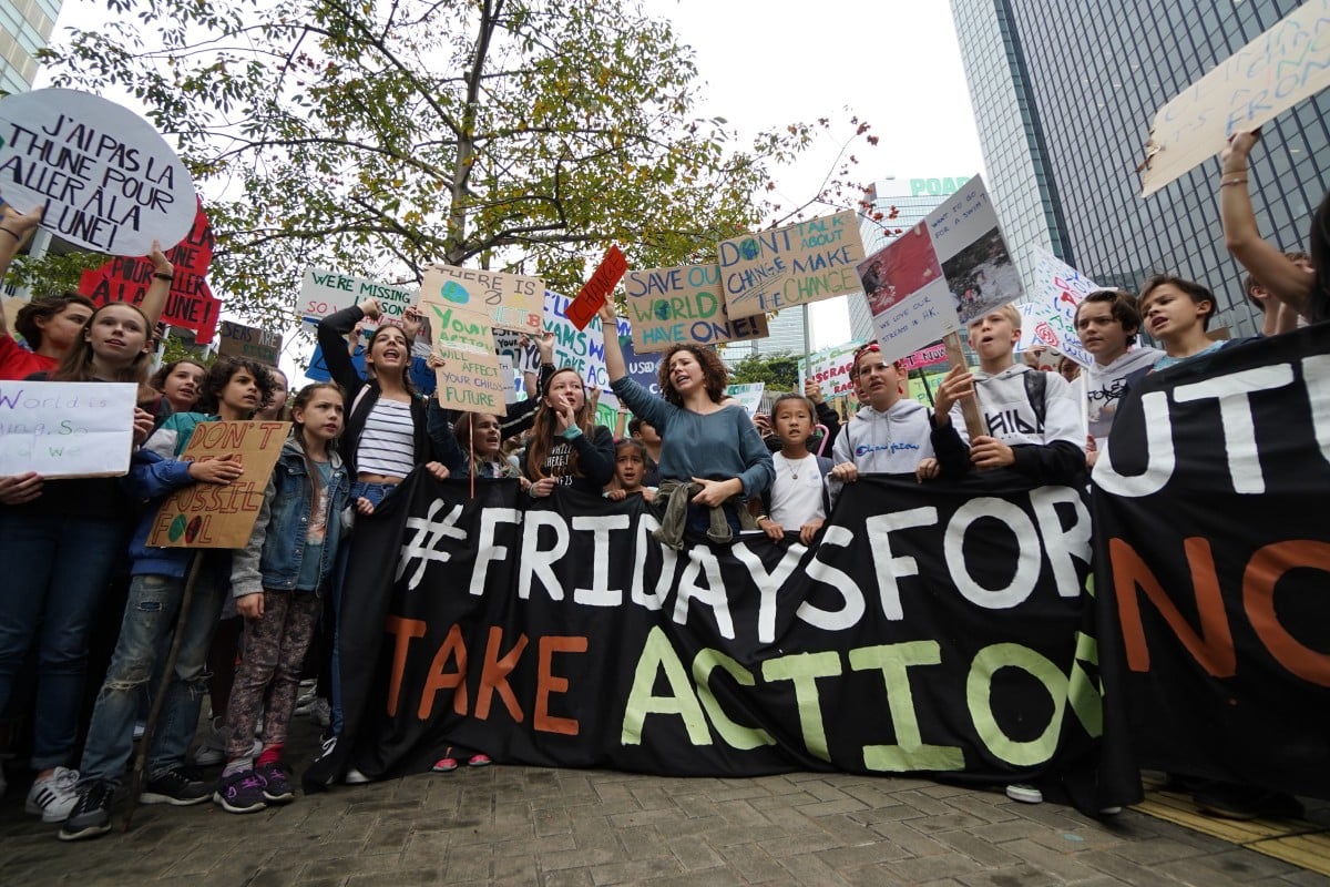 Students boycotted class urging the Hong Kong government to take action against climate change on March 15th.