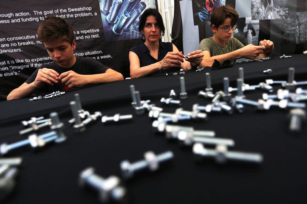 The sweatshop challenge at the One People One City 2016 Multi Cultural Festival. Modern slavery is not only whips and chains. Sweatshops, forced labour and wage slavery are the new face of slavery.