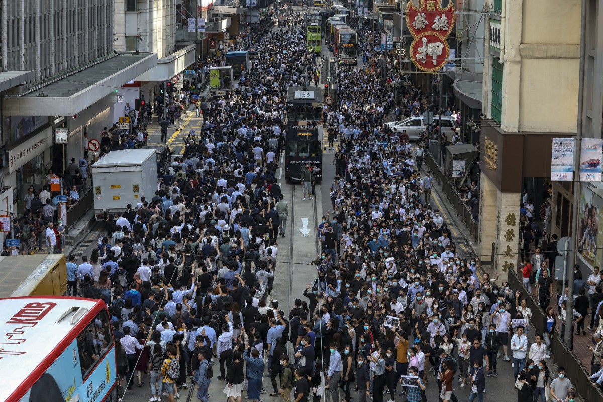 Parts of thoroughfares in Central were blocked by protesters.