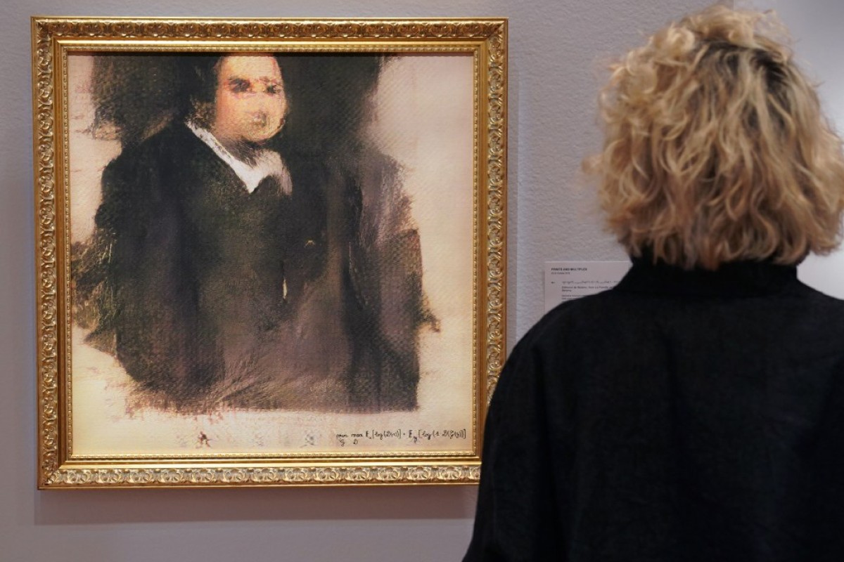 "Portrait of Edmond de Belamy" at Christie's in New York.