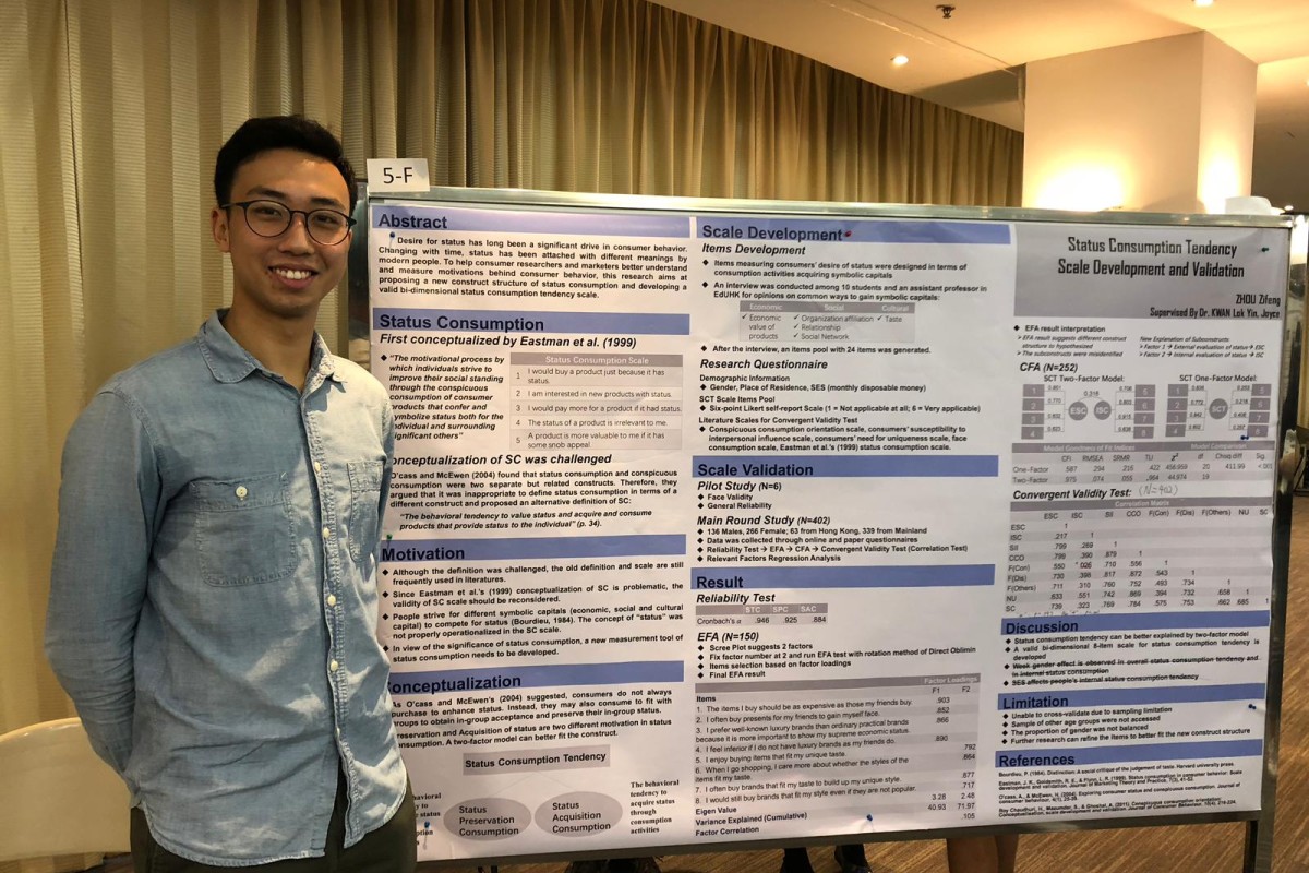 Arthur Zhou receives the Best Honours Project Award while under the supervision of Dr Joyce Kwan.