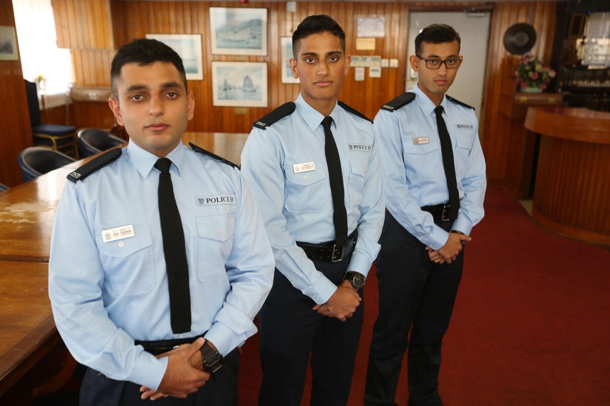 Gemstone graduates (from left) Gagandeep Singh, Ifzal Zaffar and Saheed Abbas Khan all joined the police force.