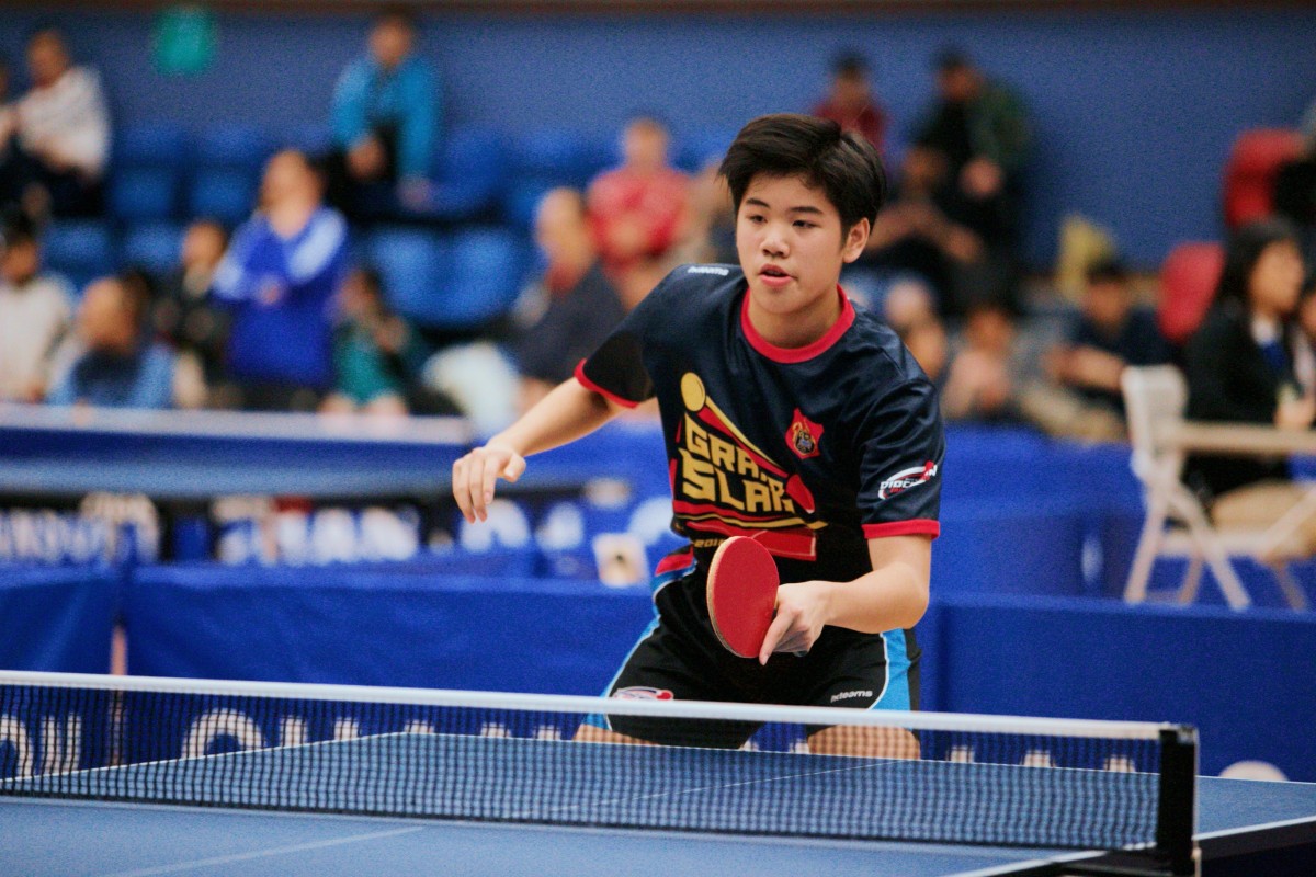 Brian Wong from DBS won the boys’ singles title at the Jing Ying Table Tennis Tournament on Monday.