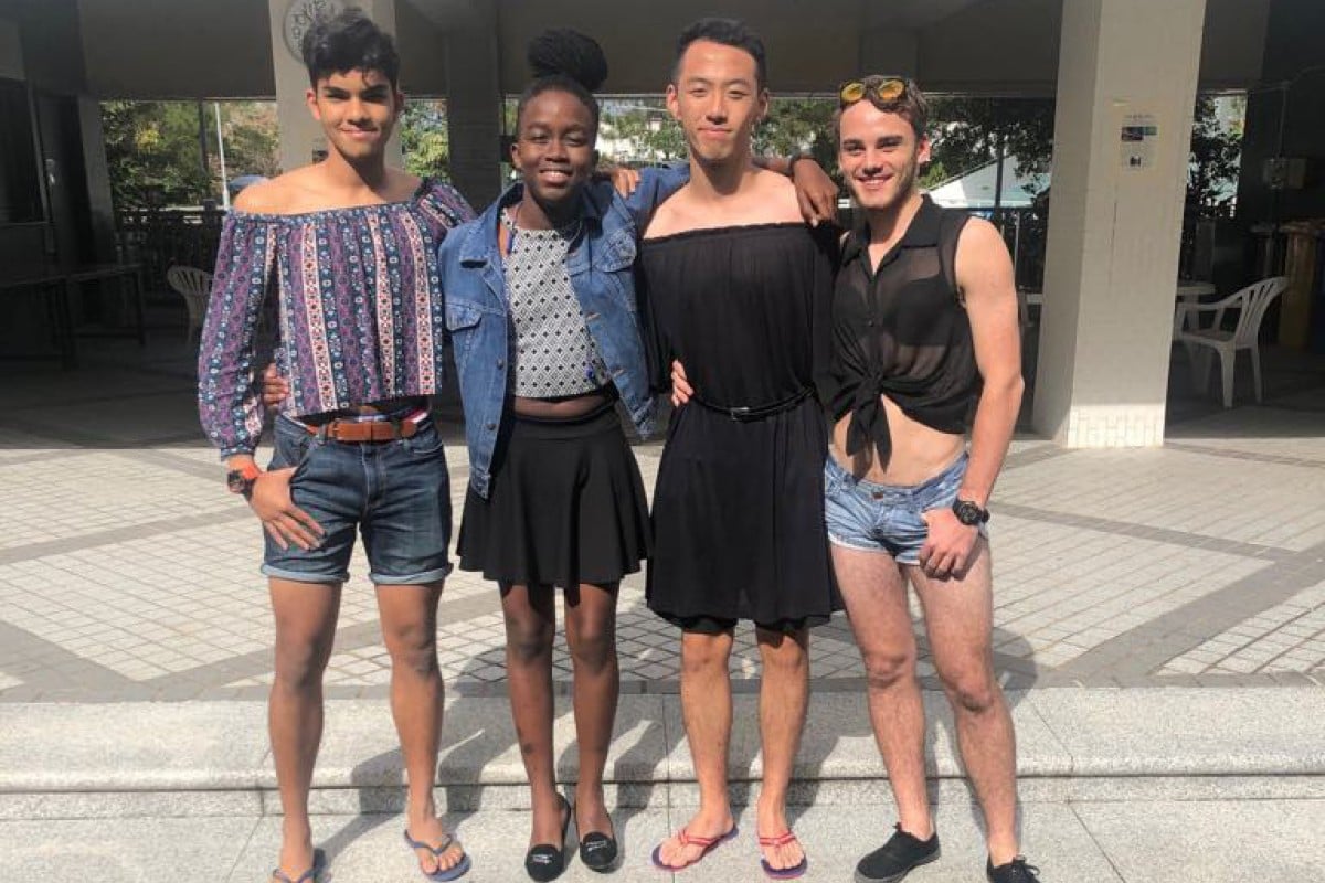 Boys dressed like their female peers.