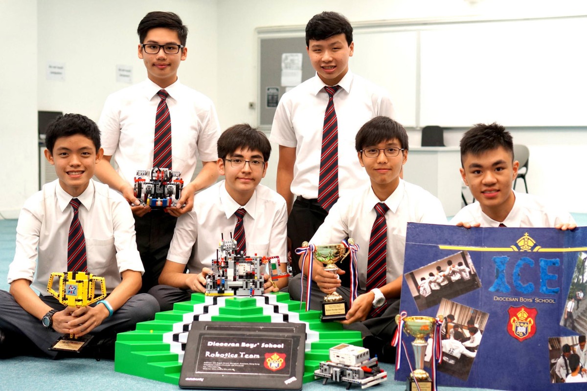 team Ice members include Issac To (bottom left), Thomas Chan (third from left, bottom row) and Sampson Tam (bottom right), and together they created Hypercycle, which helps students with ADHD.
