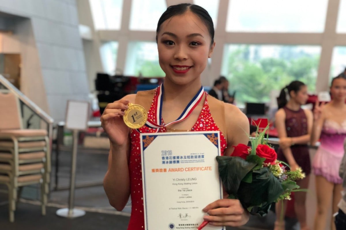 Christy Leung-yi with her medal and certificate after winning the Figure Skating Junior Ladies at the Hong Kong Figure Skating and Short Track Speed Skating Championships in April 2018. She now has her eyes set on qualifying for the 2022 Winter Olympics.