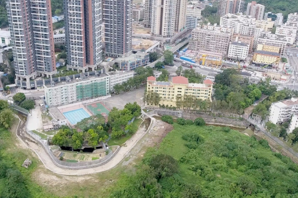 Aerial image showing the land that has allegedly been occupied by the Guangdong border defence force and the bridge built illegally.