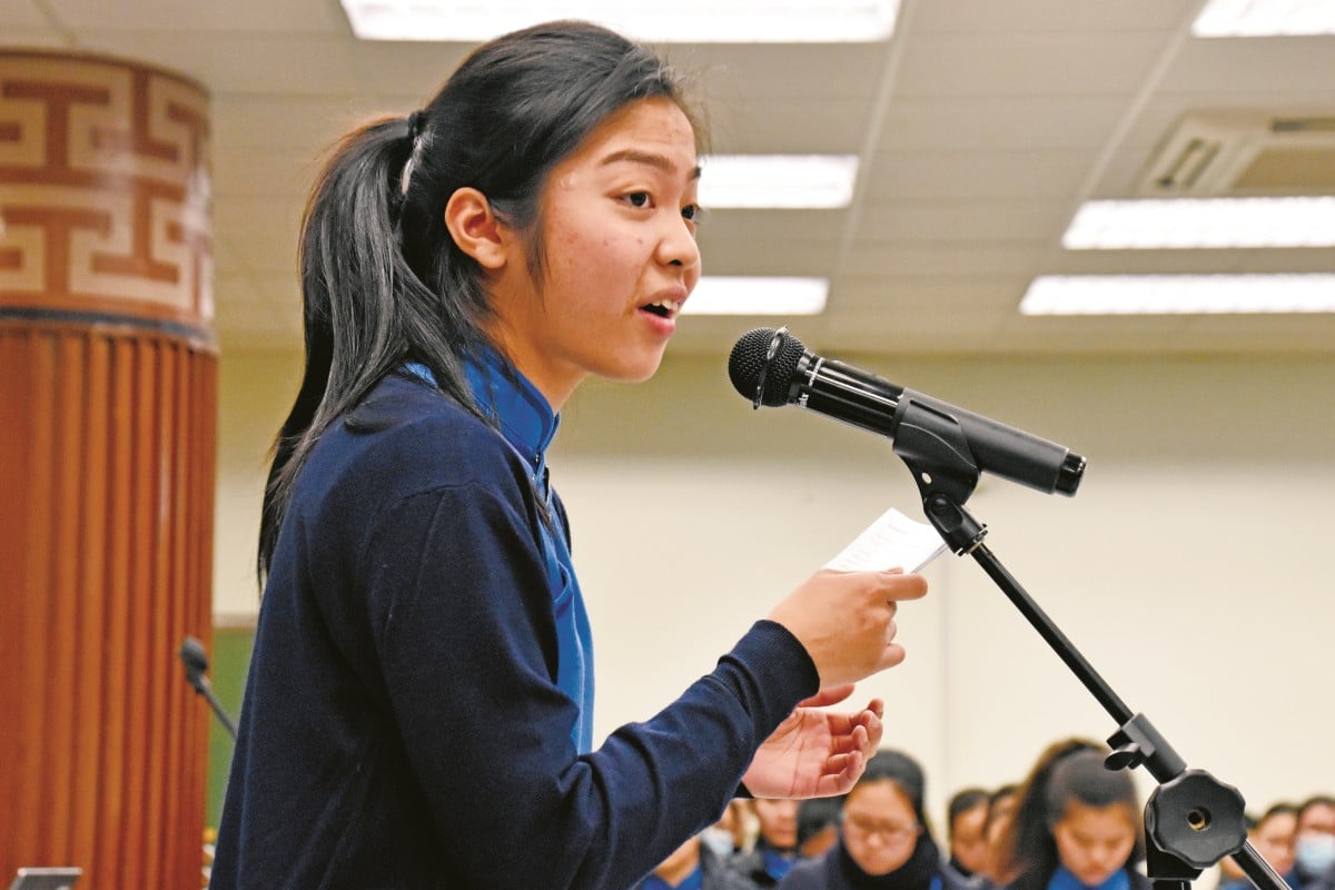 Danessa Torralba of Ying Wa Girls’ School only uses her notes sparingly.