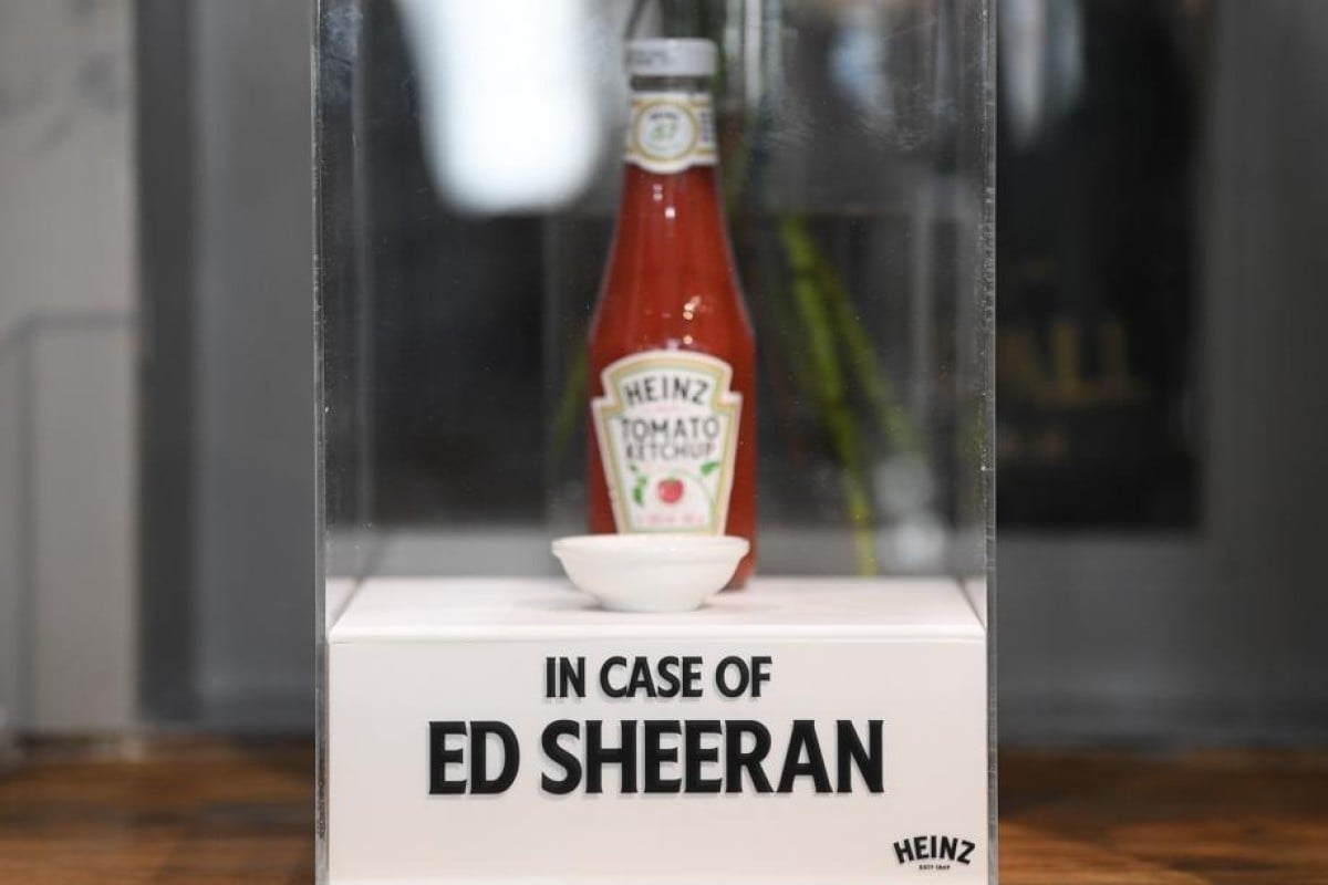 This bottle of the red sauce is kept in case the singer pops by the pub.