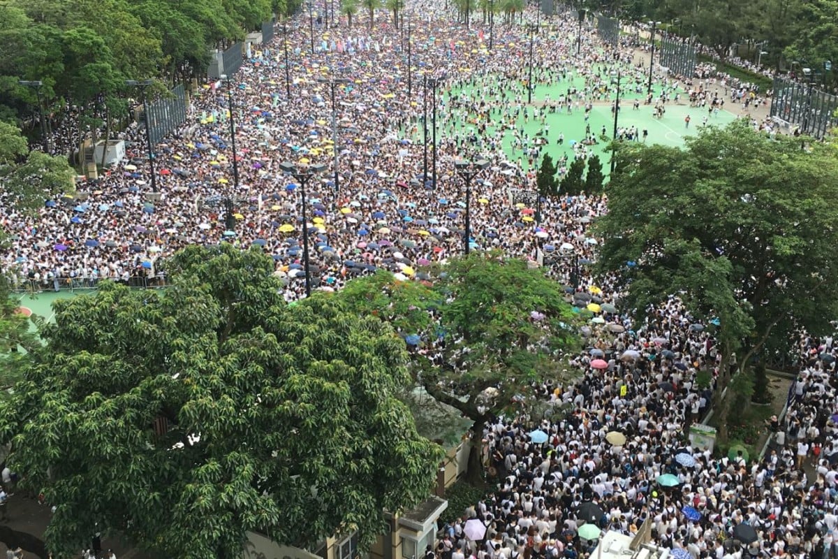 Many people were still stuck at Victoria Park at 4.45pm, waiting to begin their march.