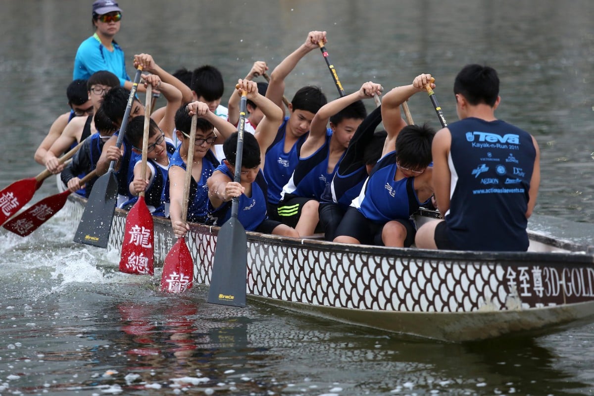 The Tin Shui Wai Methodist College dragon boat team train twice a week.