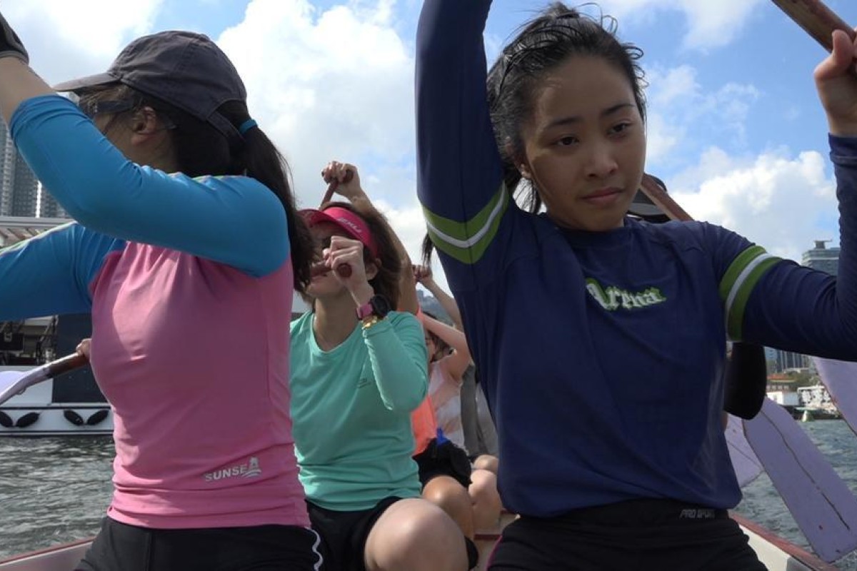 Christine Ling (left) and Heather Ng were taught the basic techniques of dragon boat racing.